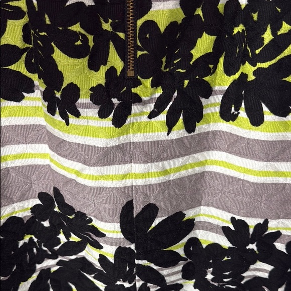Taylor Striped Floral Women's Dress - Lime and Black Size 6 - Picture 8 of 10
